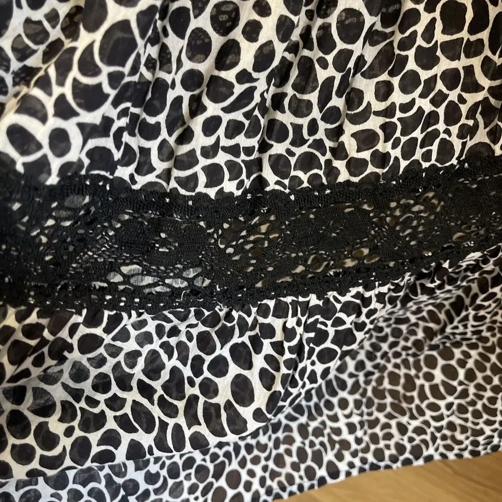 Papillon Womens Dress S Bohemian Sleeveless Maxi White Black V-neck Flowy - Picture 7 of 11